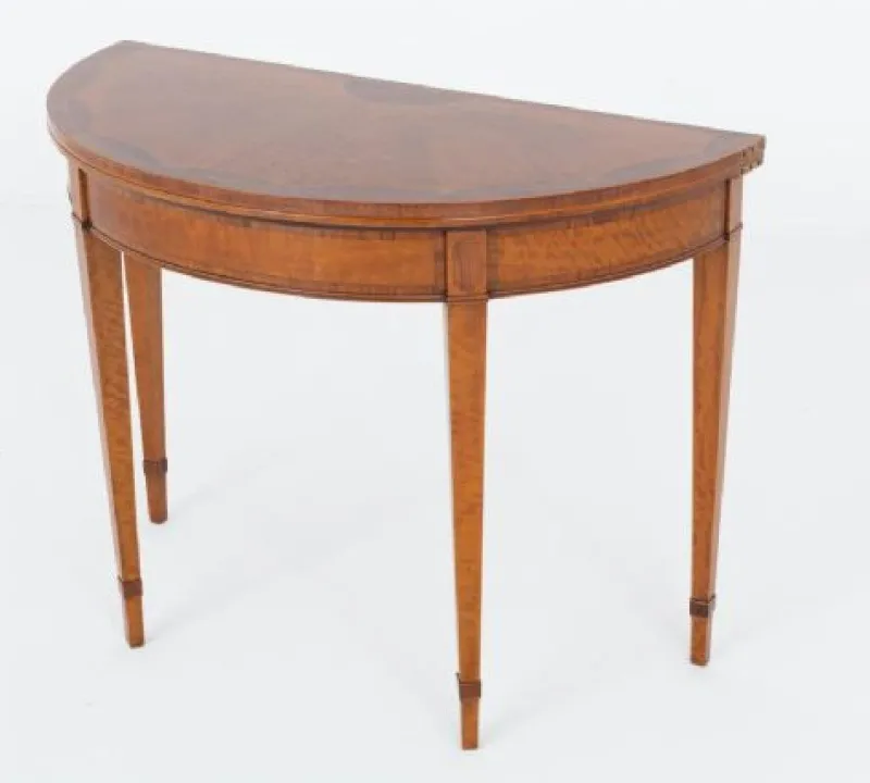 Pamono Hepplewhite Revival Games Table in Satinwood, 1900s> Game Tables