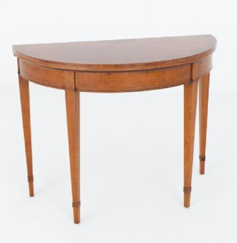 Pamono Hepplewhite Revival Games Table in Satinwood, 1900s> Game Tables
