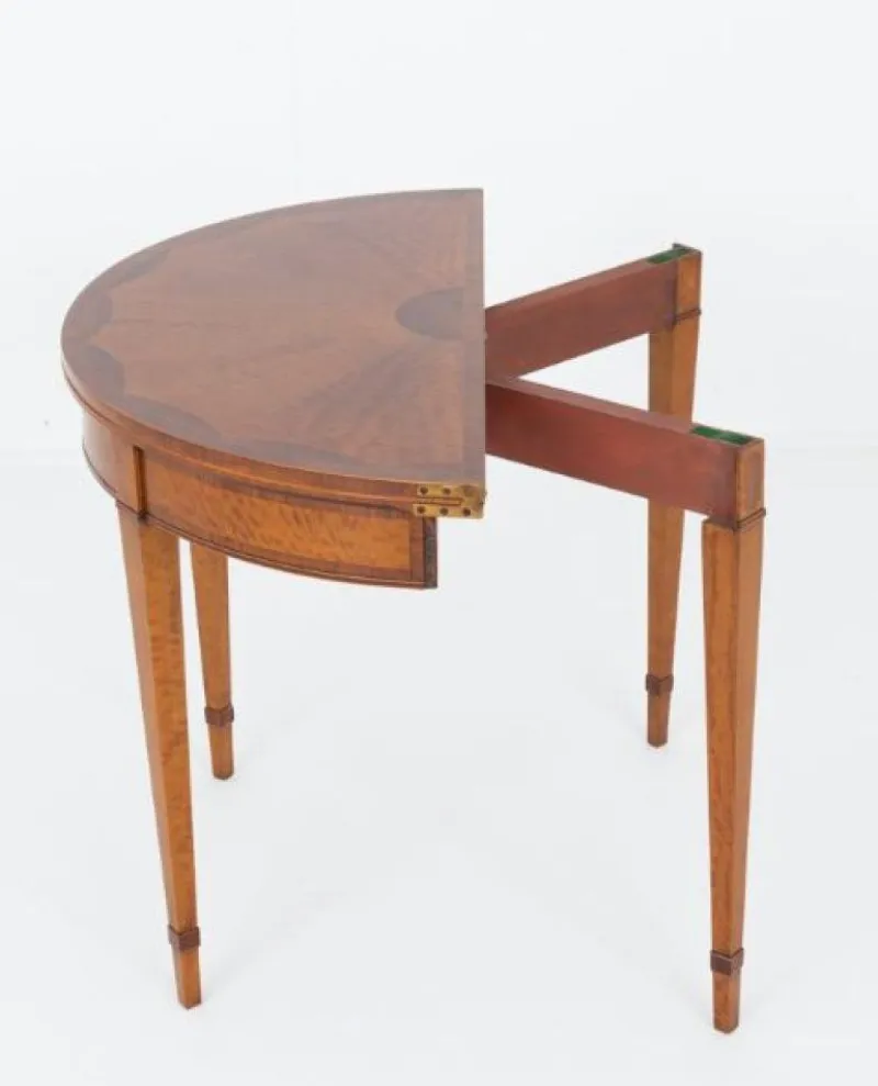 Pamono Hepplewhite Revival Games Table in Satinwood, 1900s> Game Tables