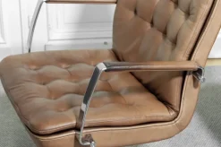 Pamono Hercules Desk Chairs in Leather by Kenneth Bergenblad for Dux, Sweden, 1970s, Set of 2><noscript><img width=