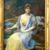 New Pamono Herman Richir, Lady on the Sofa, 1890s, Pastel, Framed