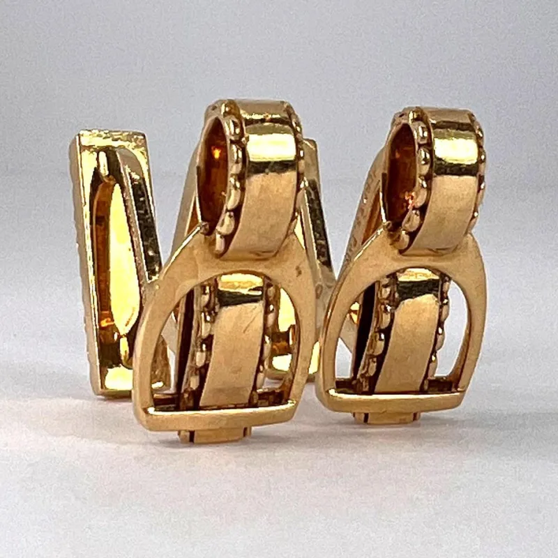 Discount Pamono Hermes Paris French Stirrup 18k Yellow Gold Cufflinks, 1950s