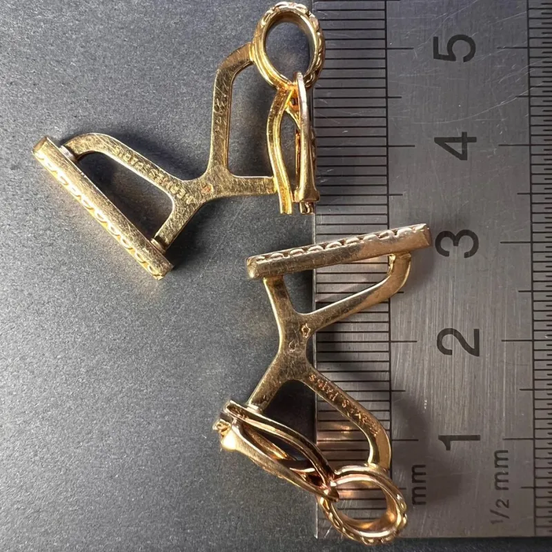 Discount Pamono Hermes Paris French Stirrup 18k Yellow Gold Cufflinks, 1950s