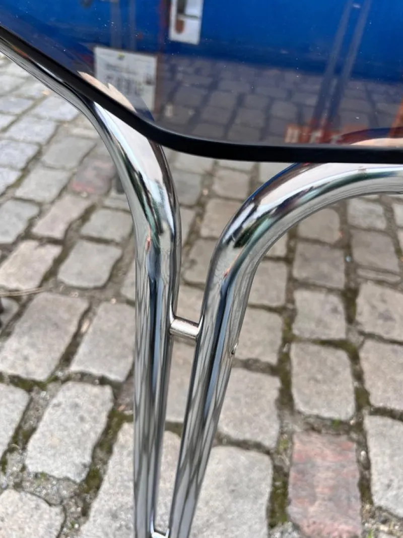 Pamono Hexagon Dining Table in Smoked Glass and Chrome> Dining Tables & Sets