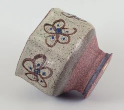 Pamono Hexagonal Ceramic Vase in Raku Technique from Birgit Krog, 1970s><noscript><img width=