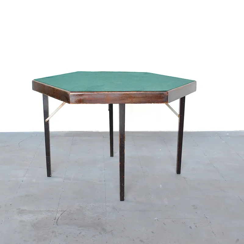 New Pamono Hexagonal Folding Card Table from Fratelli Zari Milano, 1950s
