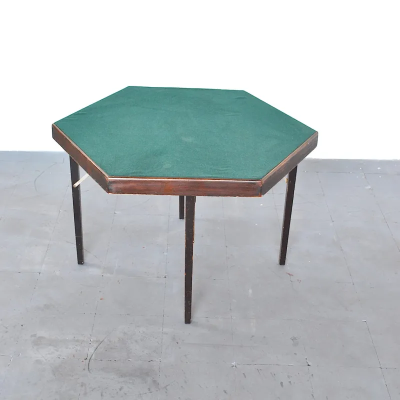 New Pamono Hexagonal Folding Card Table from Fratelli Zari Milano, 1950s