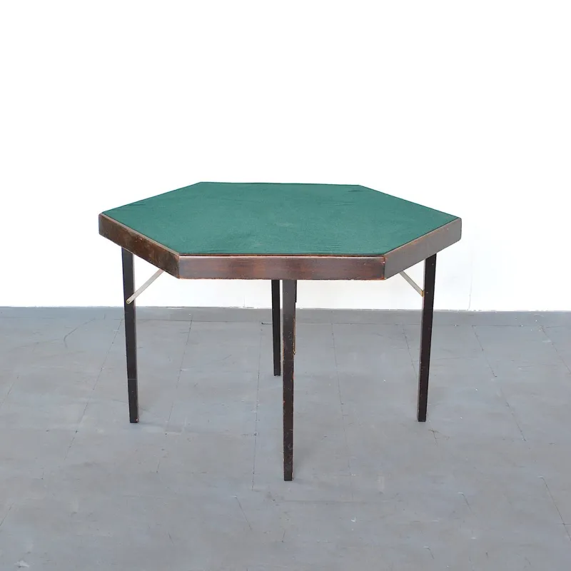 New Pamono Hexagonal Folding Card Table from Fratelli Zari Milano, 1950s