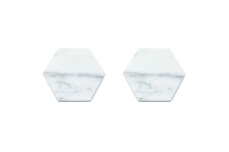 Sale Pamono Hexagonal Green Marble Coasters, Set of 2