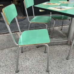 Pamono Hexagonal Nursery Table with Formica Chairs, Italy, 1960s, Set of 7><noscript><img width=