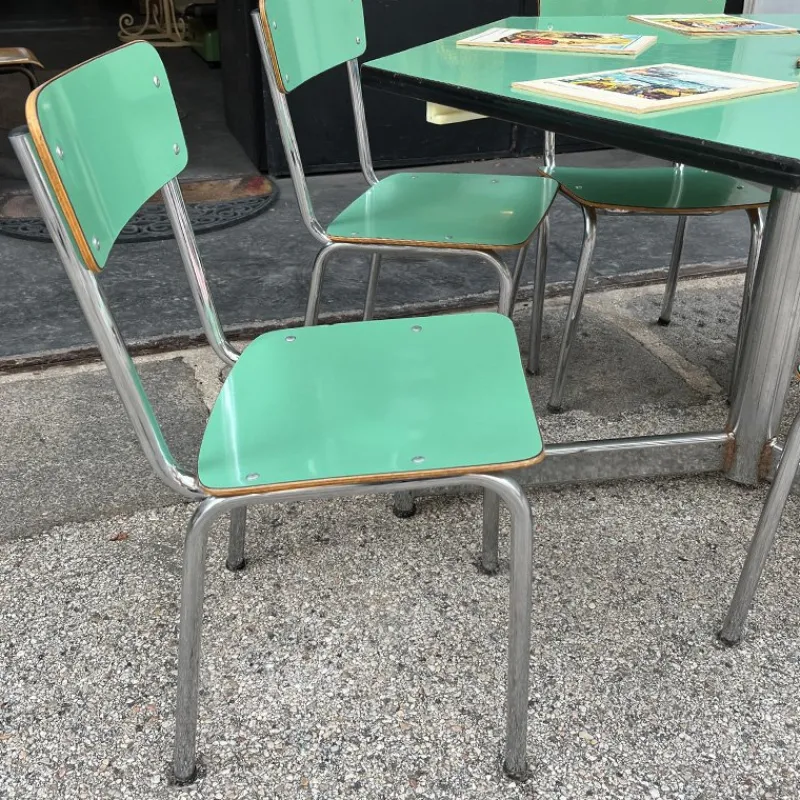 Pamono Hexagonal Nursery Table with Formica Chairs, Italy, 1960s, Set of 7> Children's Tables