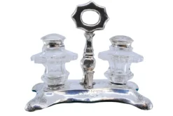 Discount Pamono Hexagonally Cut Glass Silver Salt and Pepper Shakers, Set of 3