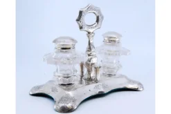 Discount Pamono Hexagonally Cut Glass Silver Salt and Pepper Shakers, Set of 3