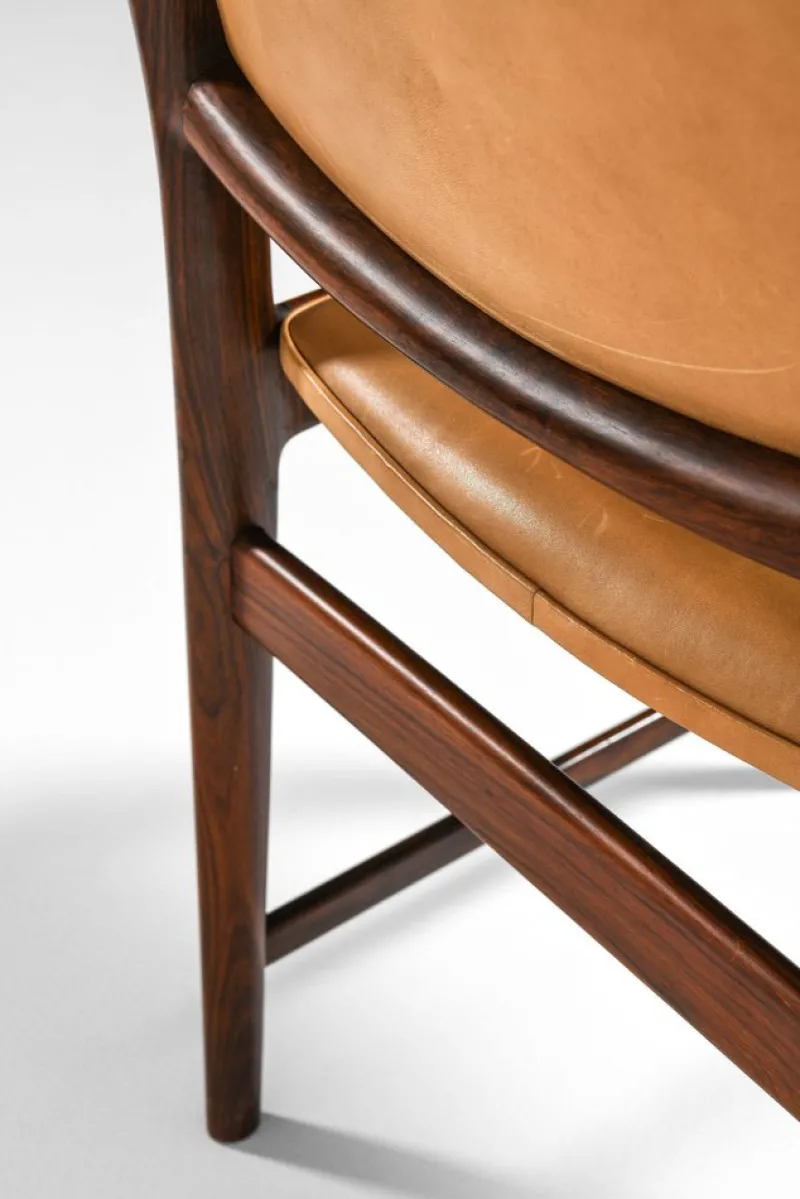 Pamono High Back Dining Chairs in Rosewood and Leather attributed to Torbjørn Afdal, 1950s, Set of 6> Side Chairs & Dining Chairs