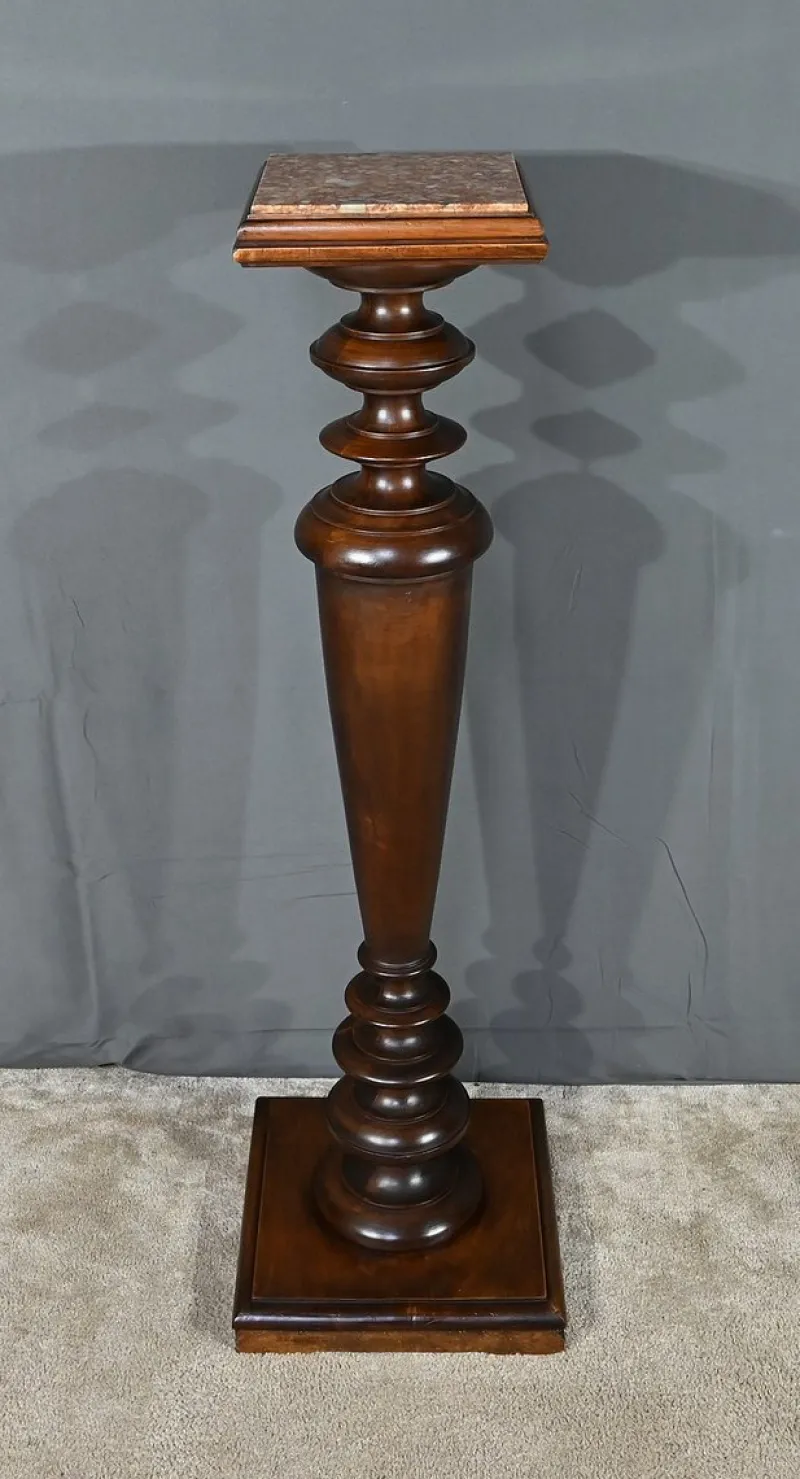 Pamono High Column in Walnut and Marble, 1920> Pedestals And Columns