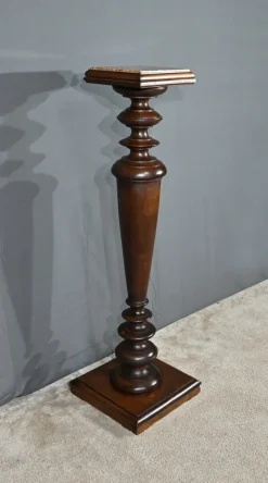 Pamono High Column in Walnut and Marble, 1920> Pedestals And Columns