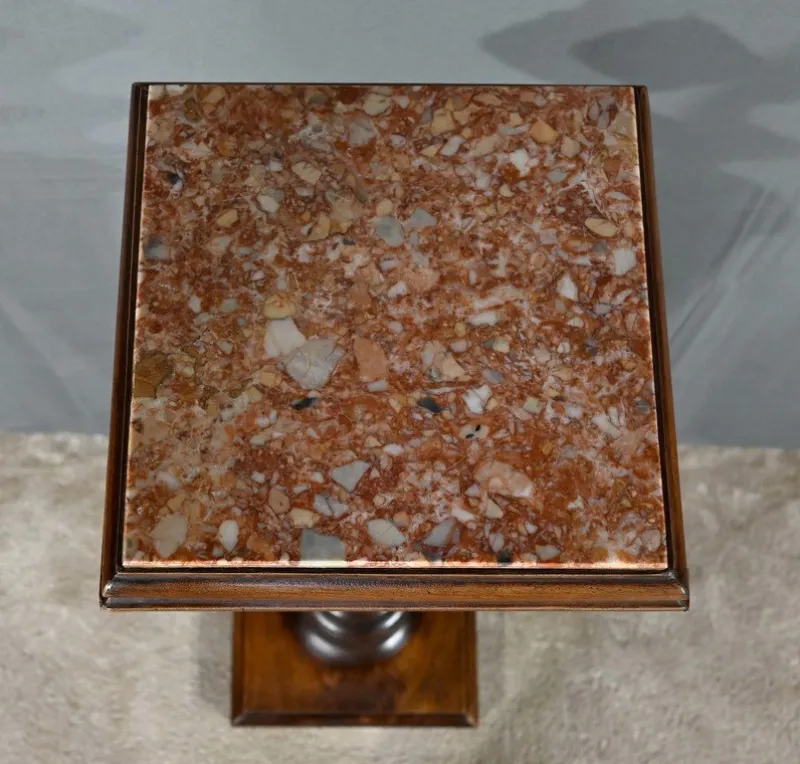 Pamono High Column in Walnut and Marble, 1920> Pedestals And Columns