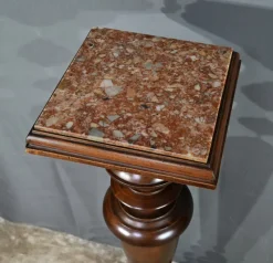 Pamono High Column in Walnut and Marble, 1920><noscript><img width=