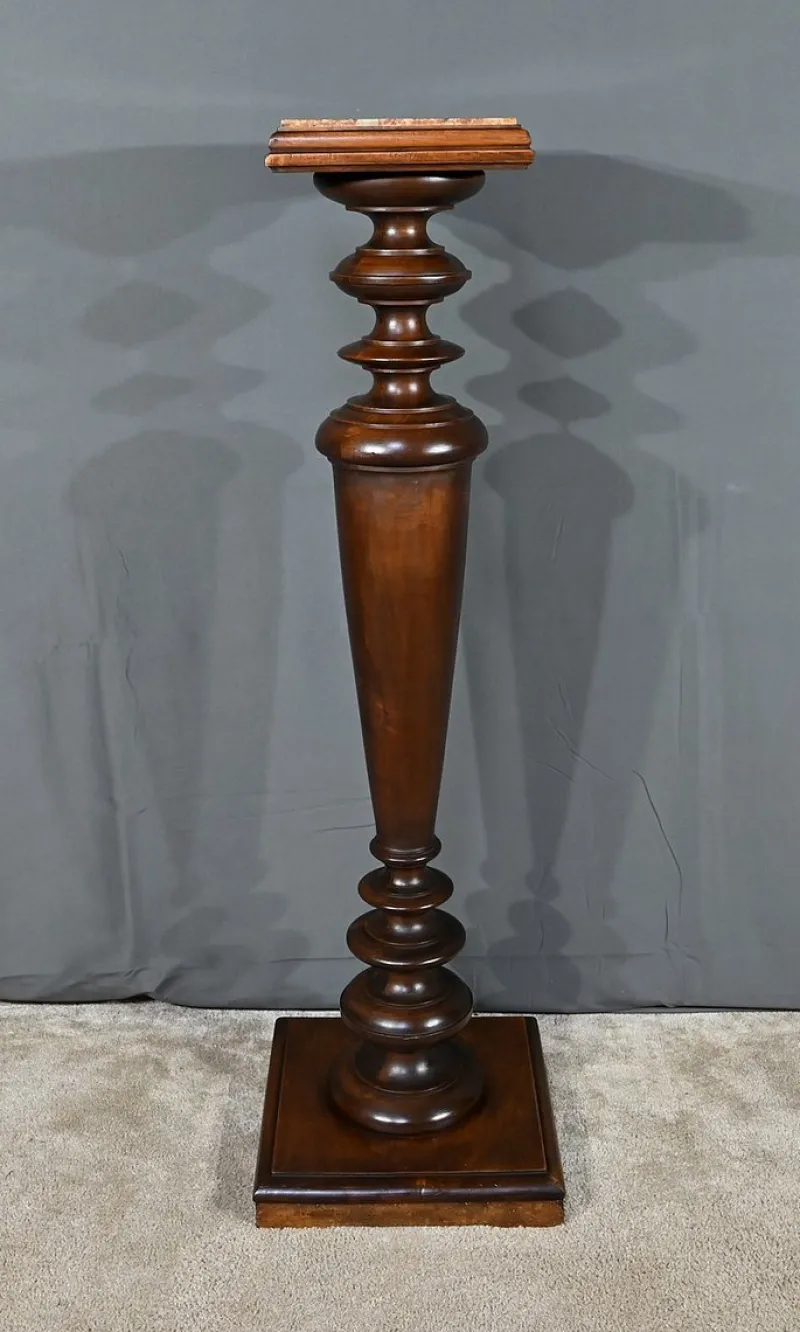 Pamono High Column in Walnut and Marble, 1920> Pedestals And Columns