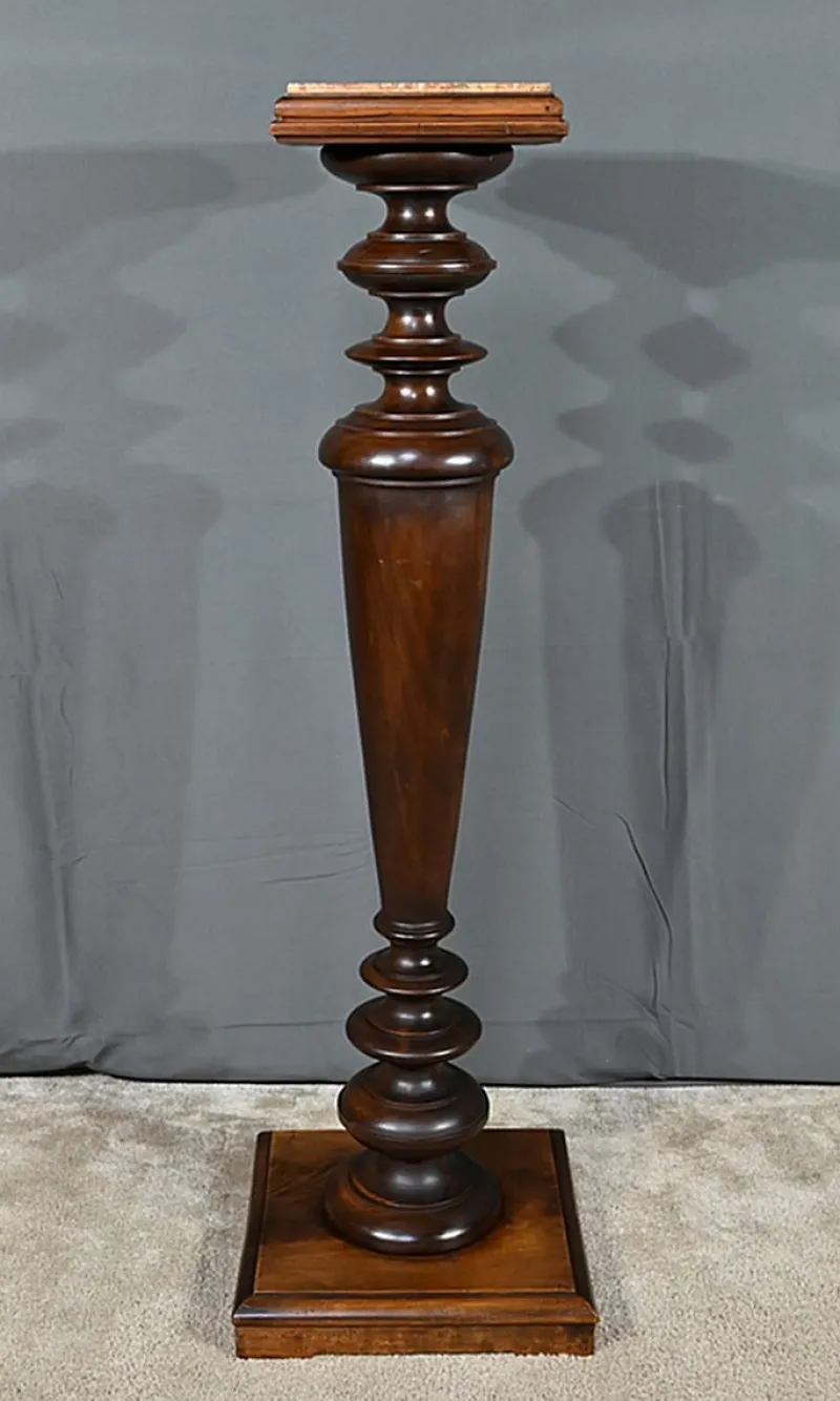 Pamono High Column in Walnut and Marble, 1920> Pedestals And Columns