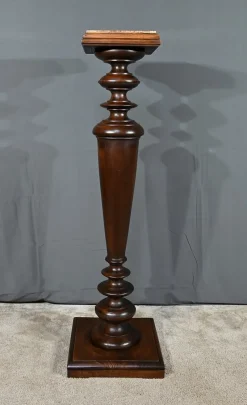 Pamono High Column in Walnut and Marble, 1920><noscript><img width=