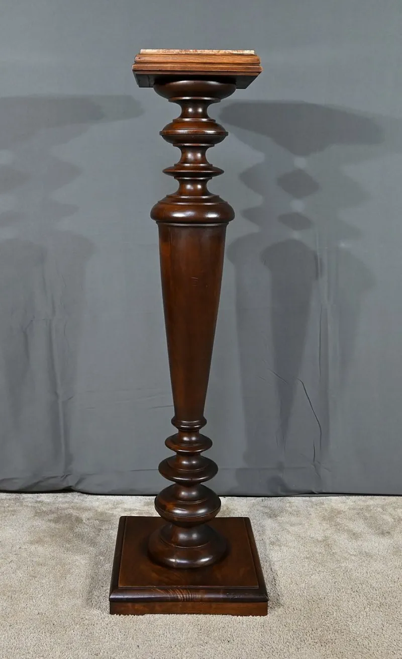 Pamono High Column in Walnut and Marble, 1920> Pedestals And Columns