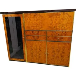 Pamono High Sideboard in Radica and Gilded Metal, 1970s> Sideboards & Buffets