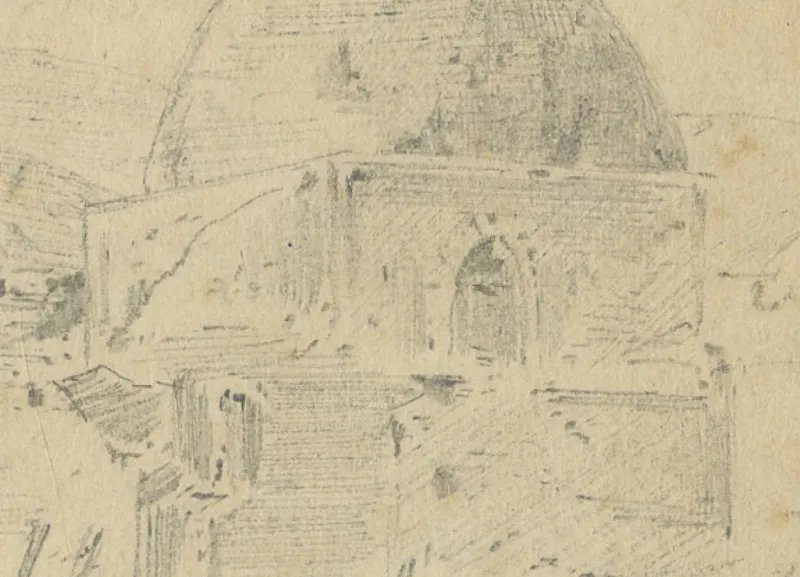 Pamono Historic View of Damascus and Burial Site of a Prophet's Wife, 1869, Paper> Work On Paper