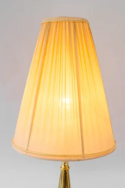 Pamono Historistic Brass Table Lamp with Fabric Shade, Vienna, 1890s><noscript><img width=