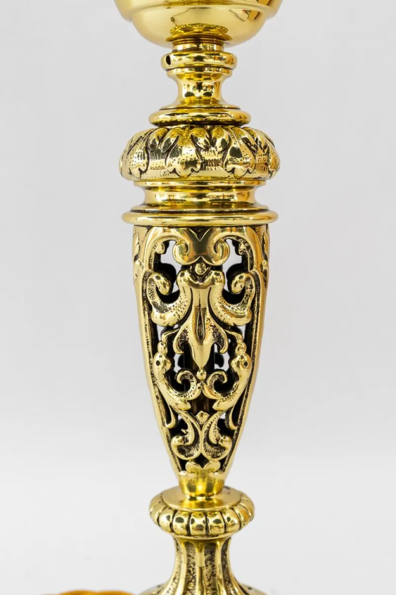 Sale Pamono Historistic Table Lamp with Original Cut Glass Shade, Vienna, 1890s