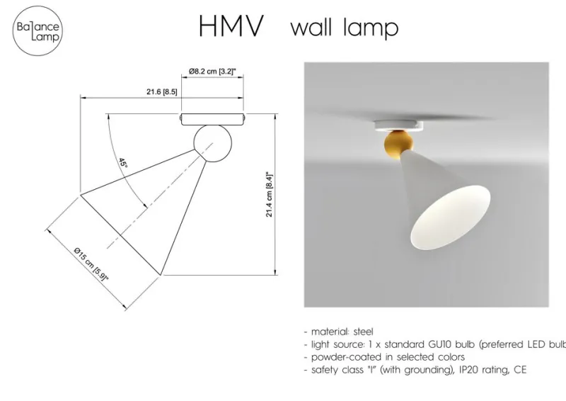 Sale Pamono HMV Cone-Shaped Wall Lamp by Wojtek Olech for Balance Lamp