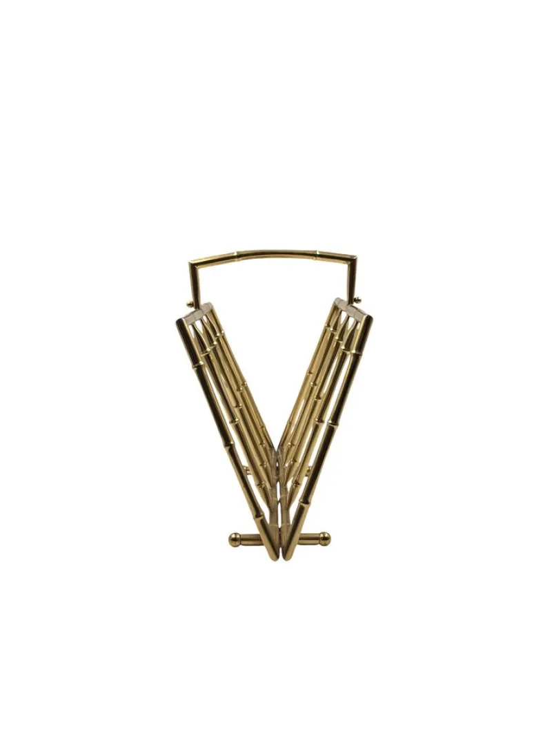 Clearance Pamono Hollywood Regency Bamboo-Effect Brass Magazine Rack from Montagnani, Italy 1970s