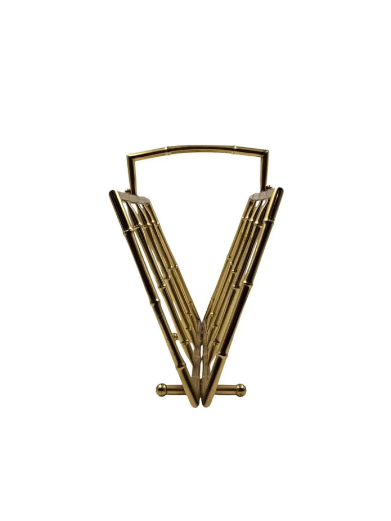 Clearance Pamono Hollywood Regency Bamboo-Effect Brass Magazine Rack from Montagnani, Italy 1970s