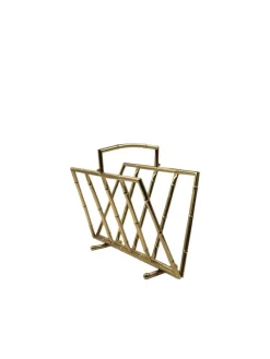 Clearance Pamono Hollywood Regency Bamboo-Effect Brass Magazine Rack from Montagnani, Italy 1970s