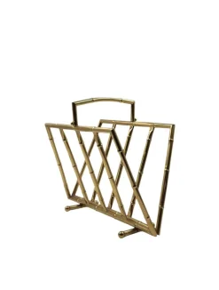 Clearance Pamono Hollywood Regency Bamboo-Effect Brass Magazine Rack from Montagnani, Italy 1970s