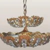 Pamono Hollywood Regency Brass and Crystal Chandelier by Peris Andreu, 1970s