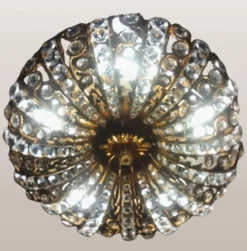 Pamono Hollywood Regency Brass and Crystal Chandelier by Peris Andreu, 1970s