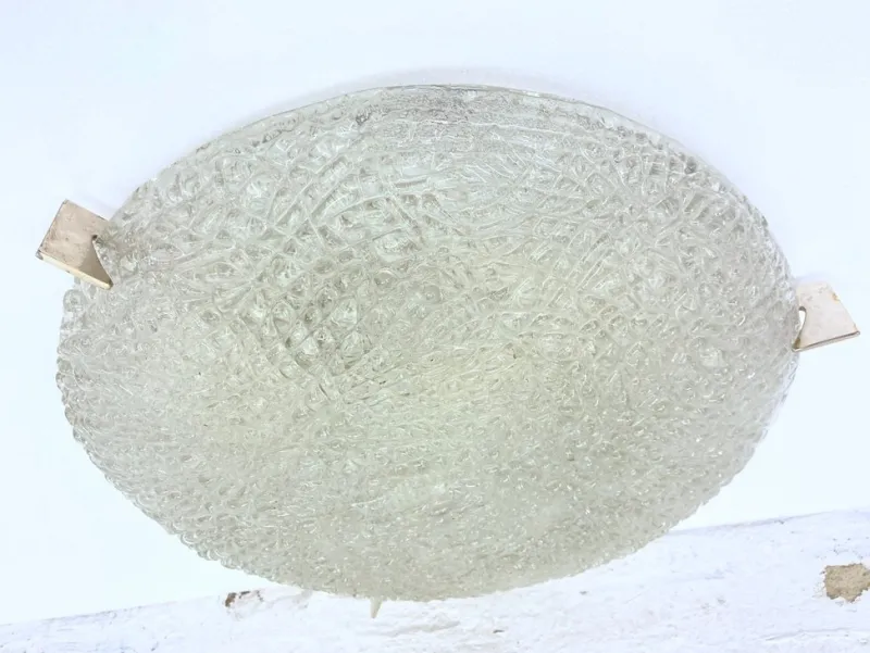 Pamono Hollywood Regency Glass Ceiling Lamp by Kaiser, 1970s> Ceiling Lights