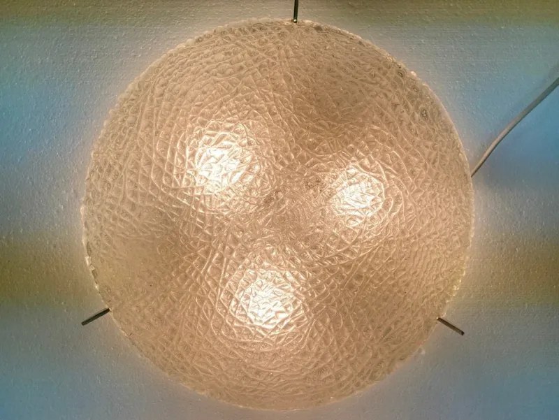 Pamono Hollywood Regency Glass Ceiling Lamp by Kaiser, 1970s> Ceiling Lights
