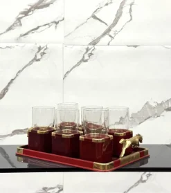 Best Pamono Hollywood Regency Glasses and Tray Set by Hans Turnwald, 1970s, Set of 7
