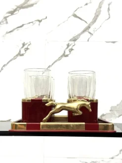 Best Pamono Hollywood Regency Glasses and Tray Set by Hans Turnwald, 1970s, Set of 7
