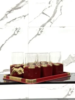 Best Pamono Hollywood Regency Glasses and Tray Set by Hans Turnwald, 1970s, Set of 7