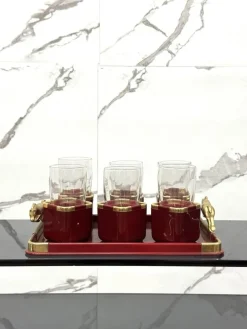 Best Pamono Hollywood Regency Glasses and Tray Set by Hans Turnwald, 1970s, Set of 7