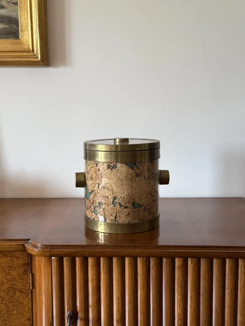 Pamono Hollywood Regency Golden Ice Bucket, France, 1970s> Ice Buckets & Wine Coolers