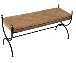 Pamono Hollywood Regency Patinated Iron and Brass Bedroom Bench, 1960s> Benches
