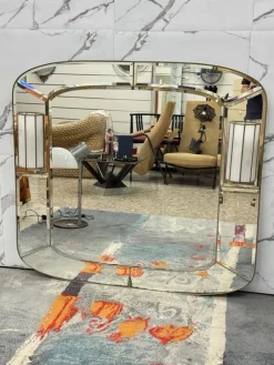 Pamono Hollywood Regency Wall Mirror with Wall Lights, 1970s> Mirrors