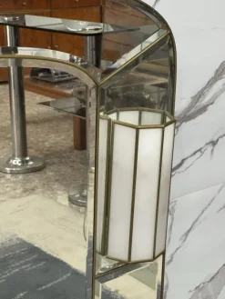 Pamono Hollywood Regency Wall Mirror with Wall Lights, 1970s><noscript><img width=
