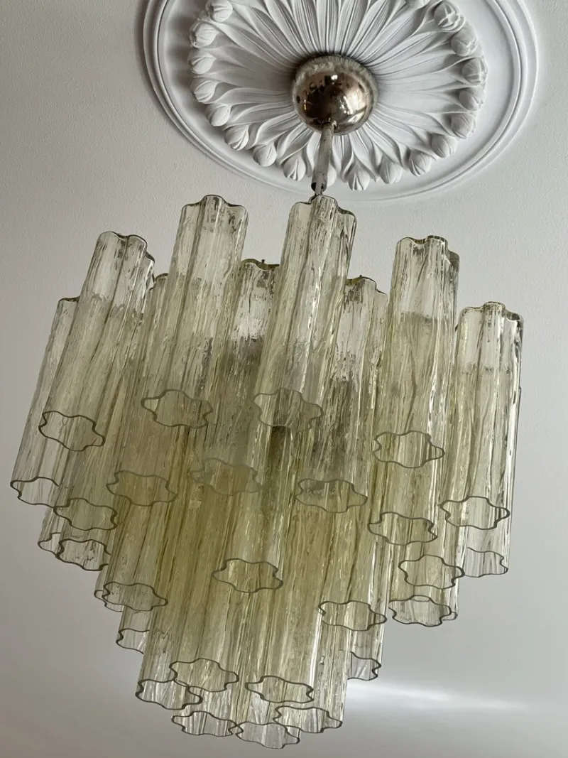 Pamono Honey Murano Glass Chandeliers, Set of 2