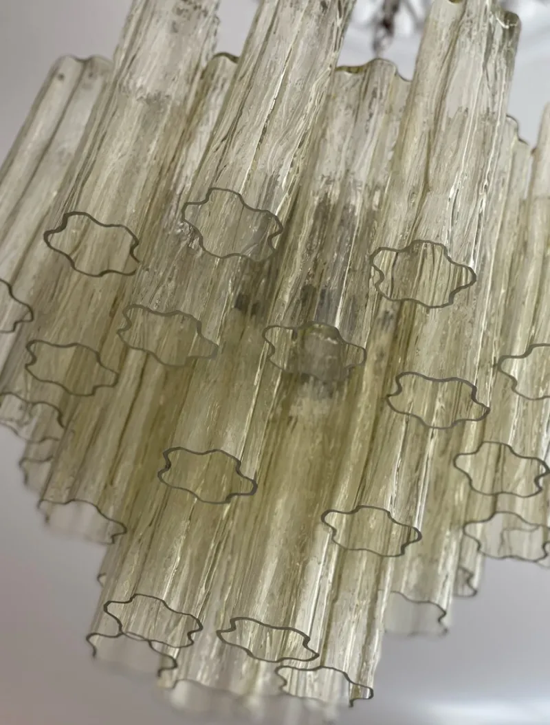 Pamono Honey Murano Glass Chandeliers, Set of 2
