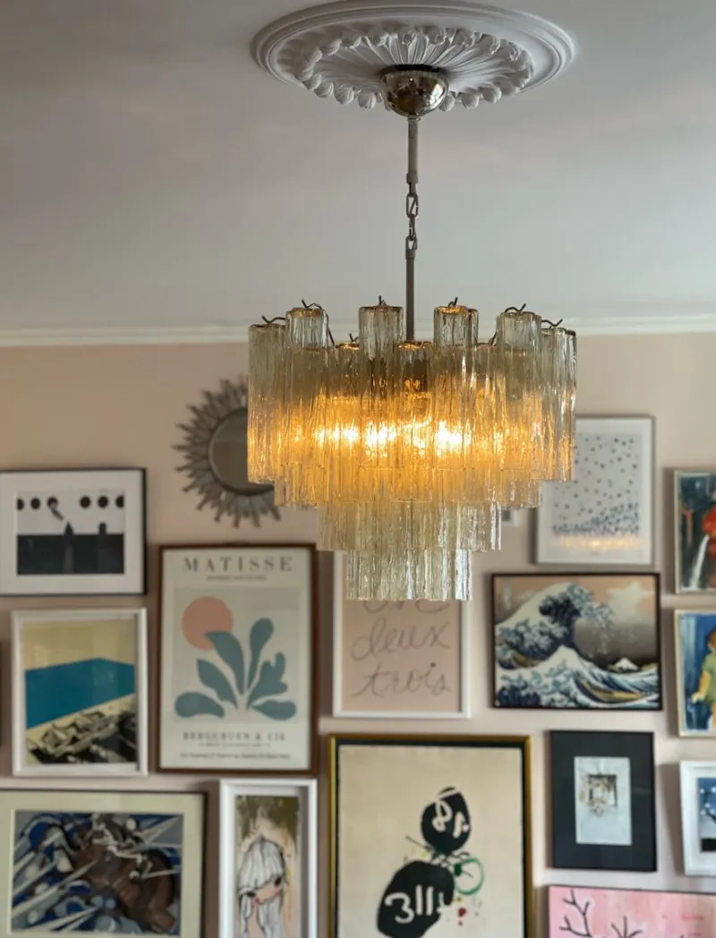 Pamono Honey Murano Glass Chandeliers, Set of 2